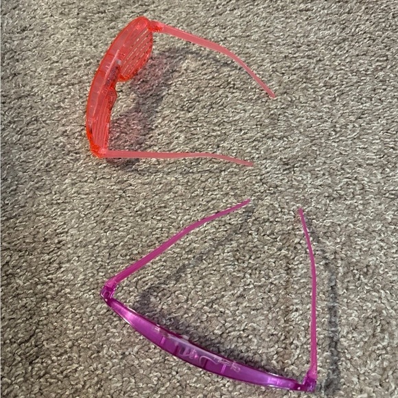 Plastic Light Up Party Shade Neon Glasses Pink Purple Rave Costume Y2K Set of 2 - Picture 4 of 5